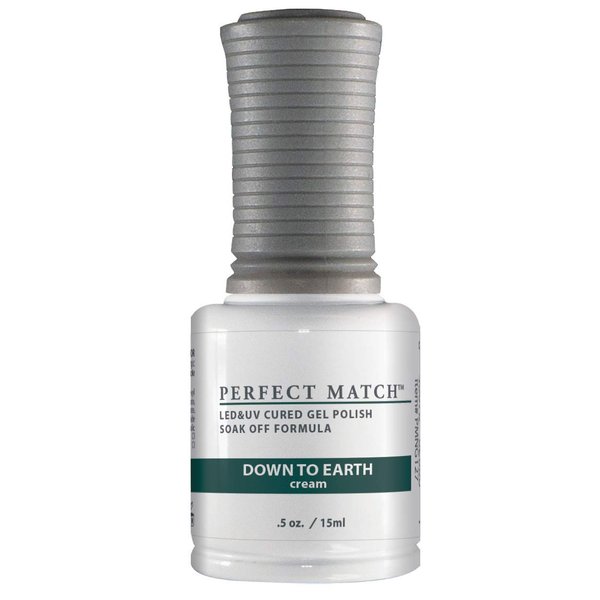 LeChat - Perfect Match Gel Polish - Down To Earth - Shadow Gray-Green with Cream Finish - (0.5 Ounce) - Easy Application - Soak Off Formula
