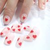 24Pcs Red Heart Press on Nails Short Square - Valentine’s Day Fake Nails Full Cover Glue on Nails with Design White Polka Dot Red Love Glossy Artificial Stick on Nails False Nails for Women Girls
