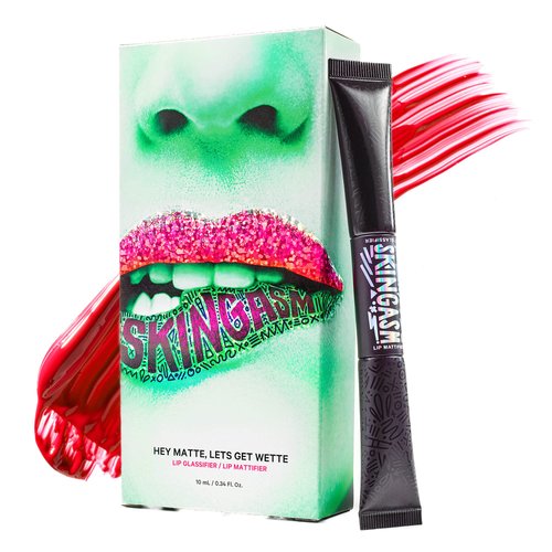 SKINGASM - Hey Matte, Let's Get Wette Lip Mattifier and Lip Glassifier - A Dual-Sided Cruelty-Free Matte Lipstick & Clear Lip Gloss - Your Choice: Bold Matte Finish or Lip Plumper