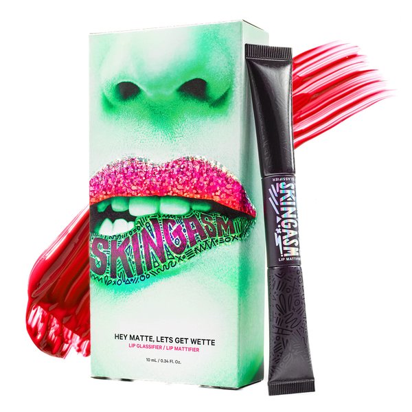 SKINGASM - Hey Matte, Let's Get Wette Lip Mattifier and Lip Glassifier - A Dual-Sided Cruelty-Free Matte Lipstick & Clear Lip Gloss - Your Choice: Bold Matte Finish or Lip Plumper