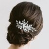 CASOLVX Bridal Hair Comb Pearl Crystal Hair Pieces Wedding Hair Headpieces for Brides Bridesmaids Women Girls （Silver）