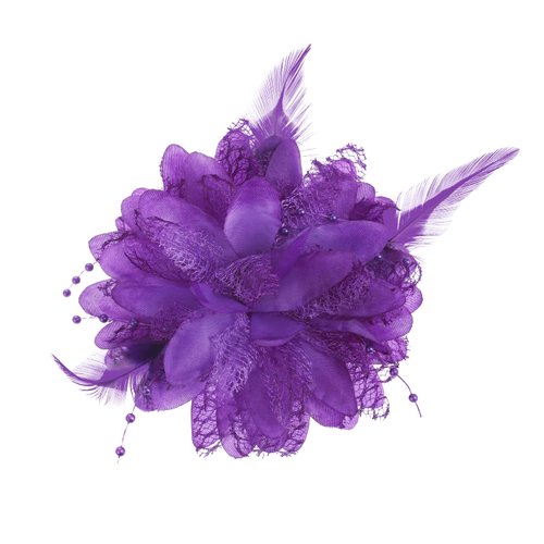 Rose Flower Hair Clip Purple Ladies Feather Flower Hair Clip Artificial Flower Brooch Hairpin Feather Hairband Floral Hats Barrette for Girl Headwear Dress Halloween Christmas Valentine Wedding Prom
