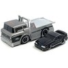 1966 C600 Flatbed Truck Gray Metallic and 1993 SVT Cobra Black Muscle Transports Series 1/64 Diecast Models by Muscle Machines 11556GRY