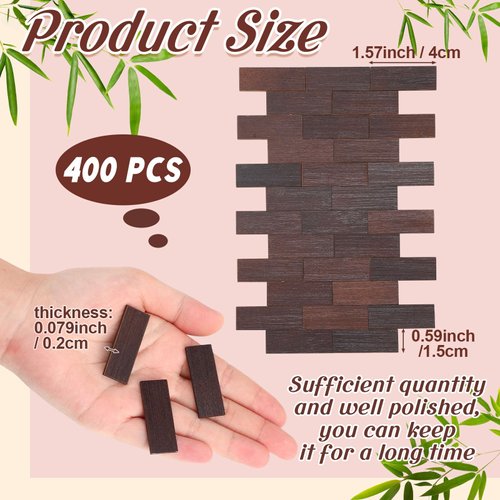 Burbell 400 Pcs Miniature Dollhouse Flooring on 1: 12 Scale Mini Wooden Dollhouse Floor Boards Geometric Bamboo Doll House Furniture Wood Mini Floor Boards for Model Accessories(Brown)