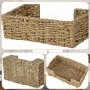 Graciadeco Bathroom Disposable Guest Towel Napkin Holder Long Seagrass Woven Rattan Wicker Table Dinner Paper Hand Guest Towel Napkin Basket Tray Caddy for Kitchen