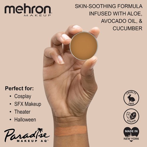 Mehron Makeup Paradise Makeup AQ Refill Size | Stage & Screen, Face & Body Painting, Beauty, Cosplay, Halloween | Water Activated Face Paint, Body Paint, Cosplay Makeup .25 oz (7 ml) (LIGHT BROWN)