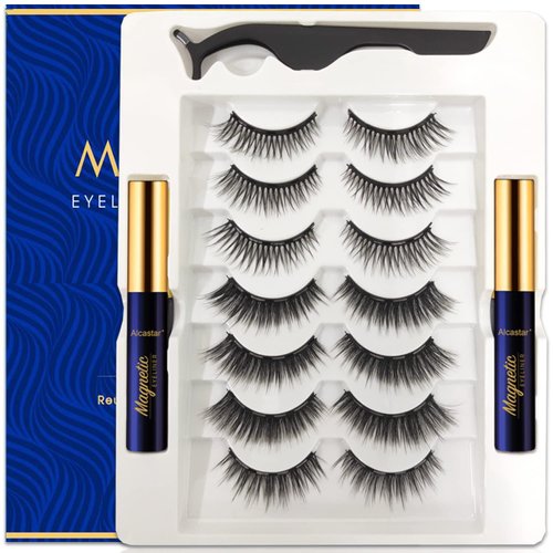 Alcastar Magnetic Eyelashes,Magnetic Eyelashes Natural Look,Magnetic Lashes with Applicator,Magnetic Lashes Natural Looking, Reusable Magnet Lash Set,Natural Look,Cruelty-Free
