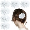6 Pcs Flower Hair Clips Crystal Hair Barrettes White Floral Hair Clip Rhinestone Orchid Hair Clip Bridal Wedding Accessories for Women Girls (White)
