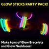 PartySticks 100 Ultra Bright Glow Sticks Bracelets and Necklaces - Premium Glow in the Dark Party Supplies and Decorations - Bulk 8" Glowsticks Party Favors Pack