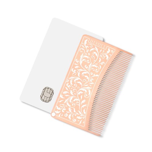 Divoti Surgical Stainless Steel Credit Card Size Wallet Comb Perfect for Wallet & Pocket – Compact & Durable Hair & Beard Comb – EDC Comb - Filigree