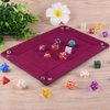 SIQUK Double Sided Dice Tray Folding Rectangle PU Leather and Dark Rose Red Velvet Dice Holder