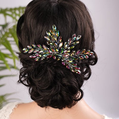 Jumwrit Wedding Hair Comb Handmade Crystal Hair Comb Rhinestone Bridal Headpiece Hair Clip Fashion Hair Accessories for Wedding Bride Bridesmaid（Multicolour）