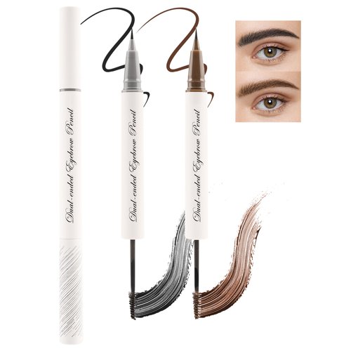 Black Brown Waterproof Eyebrow Pencil and Tinted Brow Gel 2-In-1, Long Lasting Eyebrow Gel Tinted Smudge-Proof,Precision Felt Tip Micro Brow Pen Liquid Eyeliner, Lifting Snatching Eye Makeup for Women