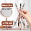 DMLNN Microblading Eyebrow Pen, Dual-Ended Eyebrow pencil with 3-Fork-Tip Applicator and Precise Brush-Tip for Hair-Like Effect, Waterproof and Long Lasting 2-in-1 Brow Pencil, Light Brown