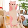 WUYU Lovely Plush Cat Doll Cute Cartoon Soft Stuffed Kitten Pillow Long Throw Sleeping Pillow Doll Toy Gift for Kids Girlfriend Multiple Size (Pink,50cm/19.6in)