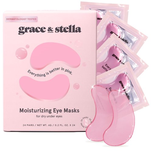 grace &amp; stella Award Winning Under Eye Mask (Pink, 24 Pairs) Reduce Dark Circles, Puffy Eyes, Und...
