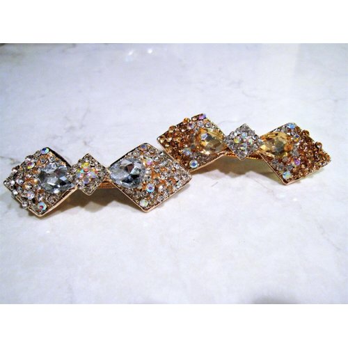 Gold or clear bow shaped crystal hair barrette clip bridal clip bridal barrette (Primary color: Clear)