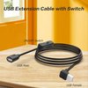 YACSEJAO USB Extension Cable with On/Off Switch 90 Degree 4.9FT/1.5M USB A 2.0 Male to Female Extender Cord Support Data and Power for LED Strips,USB Fan, Laptops (Up Angle)