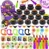 144 PCS Halloween Party Favors for Kids, 18 Pack Prefilled Small Plastic Witch Cauldron Halloween Toys in Bulk for Halloween Party School Classroom Prizes Trick or Treats Gifts