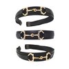 Black Vegan Leather Headband with Gold Snaffle Bit Buckle – Stylish and Comfortable Hair Accessory, Headache-Free Design, Lightweight & Durable, Perfect Accessory for Brunettes or Blondes