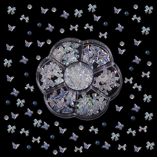 3D Shiny Art Butterfly Nail Charms, Pearls Rhinestones Decorations Supplies, Nail Charms for Valentine's Day Nail Art DIY Jewelry Crafts Accessories