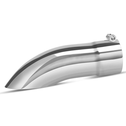 YITAMOTOR 3.5 Inch Turn Down Exhaust Tip, 3.5" Inlet/Outlet Polished Surface Stainless Steel Professional Exhaust Tip for All 3.5" Outside Diameter Tailpipe, 12" Overall Length, Bolt-On, Silver