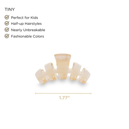 TELETIES - Tiny Hair Clip - Strong Grip, Bendable Teeth, Comfortable Curved Design - Ideal for Thin Hair, Kids, Half-up Hairstyles - For All Hair Textures - Almond Beige