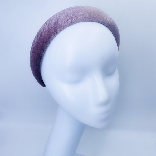 FunCosta velvet padded headband wide puffy headbands for women girls vintage sponge hair band trendy and cute hair accessories (Lilac)