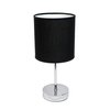 Simple Designs LT2007-BLK Chrome Mini Basic Table Lamp with Fabric Shade, Black