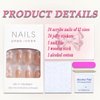 Short Press on Nails Almond MABKJLF French Tip Fake Nails Nude Full Cover Bow Charm False Nails with Designs Glossy Glue on Nails Petite Cute Acrylic Nails Artificial Nails for Women Girls 24Pcs