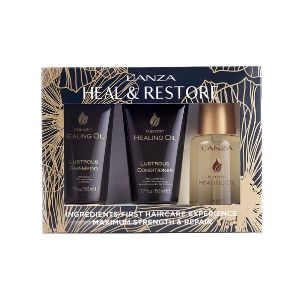 L'ANZA Travel With Luxury Hair Care Kit - Travel-Sized Shampoo, Conditioner, and Keratin Hair Oil - Volumizing Hair Products for a Luxury Treatment On the Go (1.7/1.7/1.25 Fl Oz)