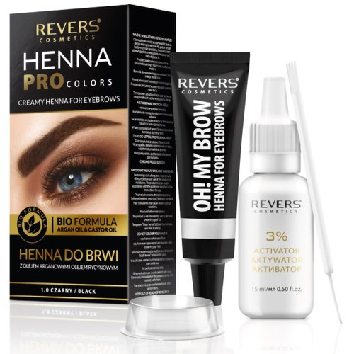 Revers Cream Hair Dye with Argan Oil and Castor Oil, Eyelash and Eyebrow tint , Black Color