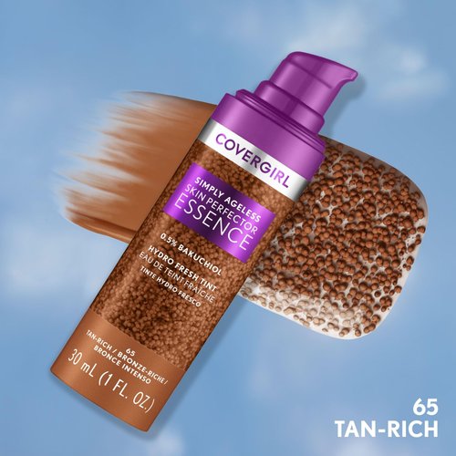CoverGirl Simply Ageless, 65 Tan-Rich, Liquid Foundation, Lightweight Foundation, Skincare Makeup Hybrid, Vegan Formula, Healthy Glow, Foundation for Dry Skin, 1oz