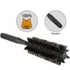 2 Pieces Thick Hair Comb Set: Blow Drying Round Brush for Short Hair Styling and Detangling Massage Comb (Black, Wood Color)
