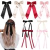 Bow Clips for Women Velvet, ELKINROVIC Mini Bow Alligator Clips Long Soft Small Ribbon Bowknot Hair Bows for Girls Adult Kids(8Packs)
