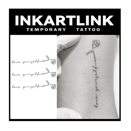 INKARTLINK Temporary Tattoos,2 Sheets Medium Semi Permanent Tattoo,Adult Art Design Temporary Tattoos, Lasts 1-5 Weeks, Waterproof, Realistic look, No Adhesive, No reflection (Rose）