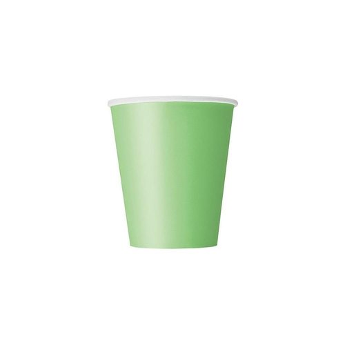 Lime Green Solid Paper Cups - 9 oz (Pack of 14) - Elegant & Eco-Friendly Party Drinkware - Perfect for Birthdays, Showers, & Special Celebrations