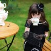Jenaai 8 Pcs Girls Tea Party Supplies Tea Party Gloves Hats Necklace Fan for Girls Halloween Tea Party Costume(Black,Stylish)