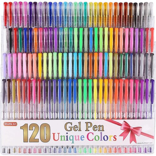 Shuttle Art 120 Unique Colors (No Duplicates) Gel Pens Gel Pen Set for Adult Coloring Books Art Markers