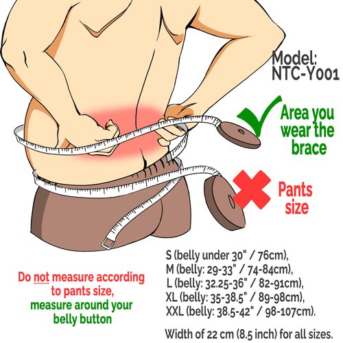 NeoTech Care Adjustable Back Brace Lumbar Support Belt with Suspenders, Beige, Size XL