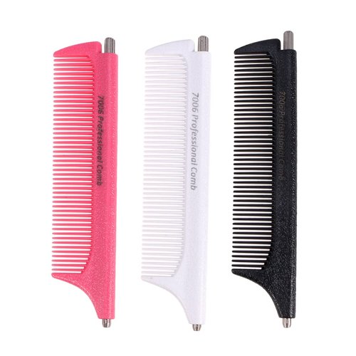 3 Pcs Rat Tail Comb Steel Pin Rat Tail Carbon Fiber Teasing Combs Retractable Pintail Combs for Salon Hair Stylist White Black Red