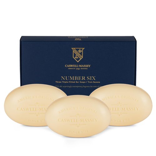 Caswell-Massey Triple Milled Number Six Three-Soap Set, Natural Bar Soap for Men & Women, Moisturizing Men’s Luxury Body & Face Soap, 5.8 Oz Soap Bars (3 Soap Set)