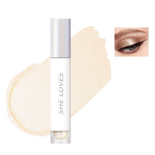 Easilydays Glitter Eyeshadow, Makeup for Eyes Liquid Metallic Chameleon Sparkle Glow Light Colors, Highly Pigmented, Waterproof Long Lasting, Sequins Highlight Lying Silkworm Eye Cheek Brightening Liquid Eye Shadow (#07)