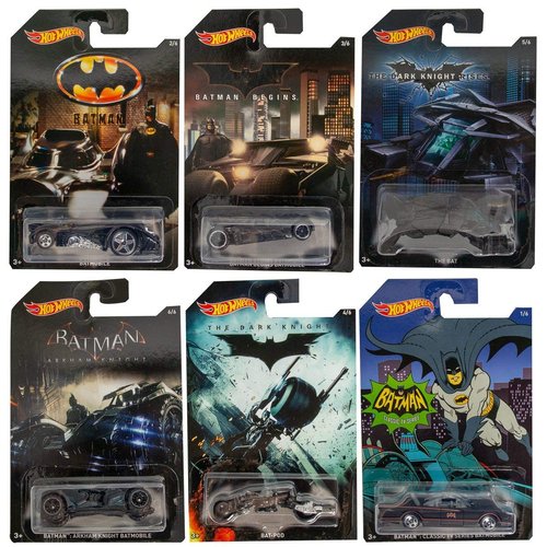 Hot Wheels Batman Complete Set of 6 Diecast Cars - Batmobiles, Bat-pod etc.