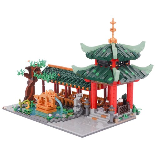 Geniteen Chinese Architecture Building Blocks, Creative Classical Architecture Model Micro Building Blocks 2111 PCS DIY Collectible Building Kit Gift for Kids and Adults (Tea Party)