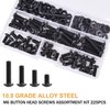 VIGRUE 225PCS M6 x 12/14/16/20/25/30mm Button Head Hex Socket Cap Screws Bolts Nuts Washer Assortment Kit, 10.9 Grade Alloy Steel Black Oxide, Fully Threaded