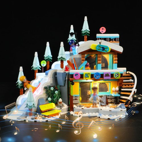 DALDED LED Lighting Kit for Lego Friends Holiday Ski Slope and Café 41756, LED Light Compatible with Lego 41756 Building Block Models (Music Version)
