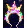 JEWEKY Light Up Happy Birthday Headband Led Birthday Crown Hair Band Rave Ball Party Birthday Hair Accessories for Women