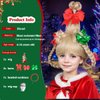 ColorGround Children's BLonde Braided Costume Wig with Red and Green Polka Dot Bows and Red Bead Necklace for Christmas Celebration Party(Blonde)