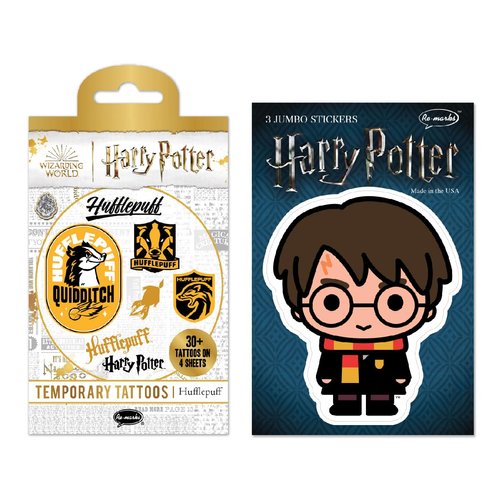 Re-marks Harry Potter Temporary Tattoos + Jumbo Stickers (Hufflepuff) for All Ages